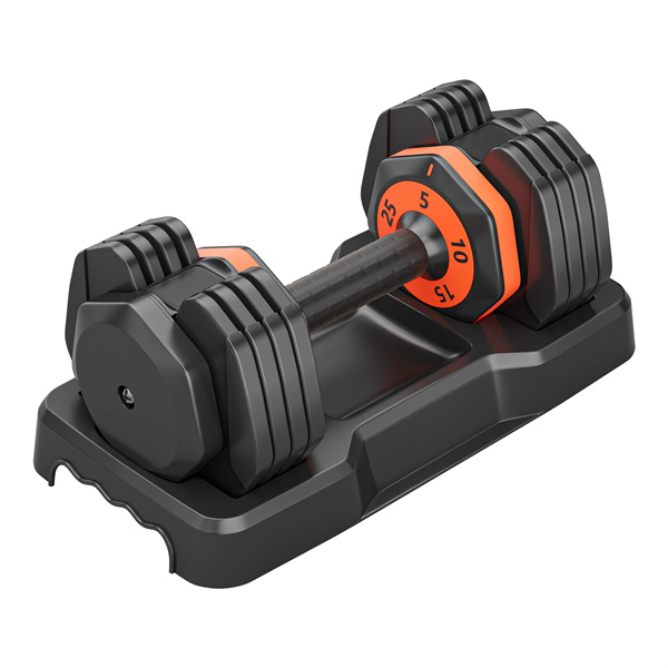 25LB 5 in 1 Single Adjustable Dumbbell Free Dumbbell Weight Adjust with Anti-Slip Metal Handle, Ideal for Full-Body Home Gym Workouts