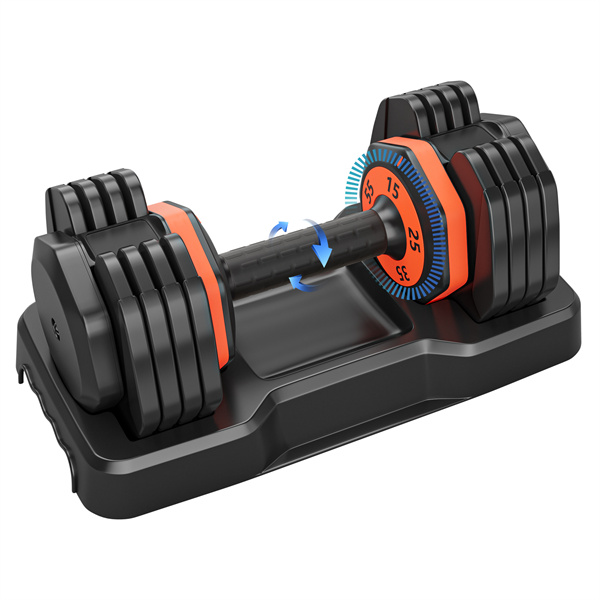 55LB 5 in 1 Single Adjustable Dumbbell Free Dumbbell Weight Adjust with Anti-Slip Metal Handle, Ideal for Full-Body Home Gym Workouts